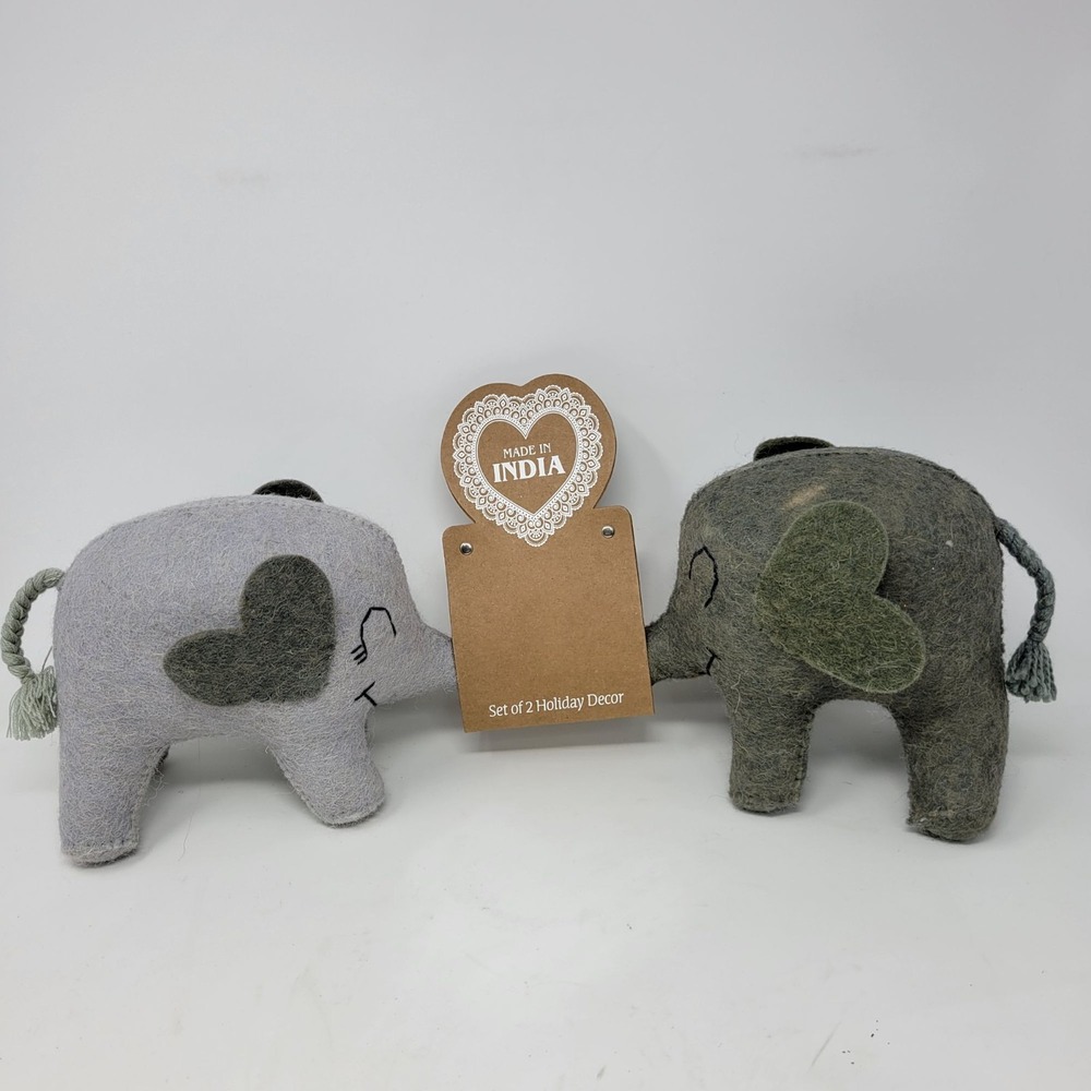 Set Of 2 Elephant Holiday Decor Stuffed